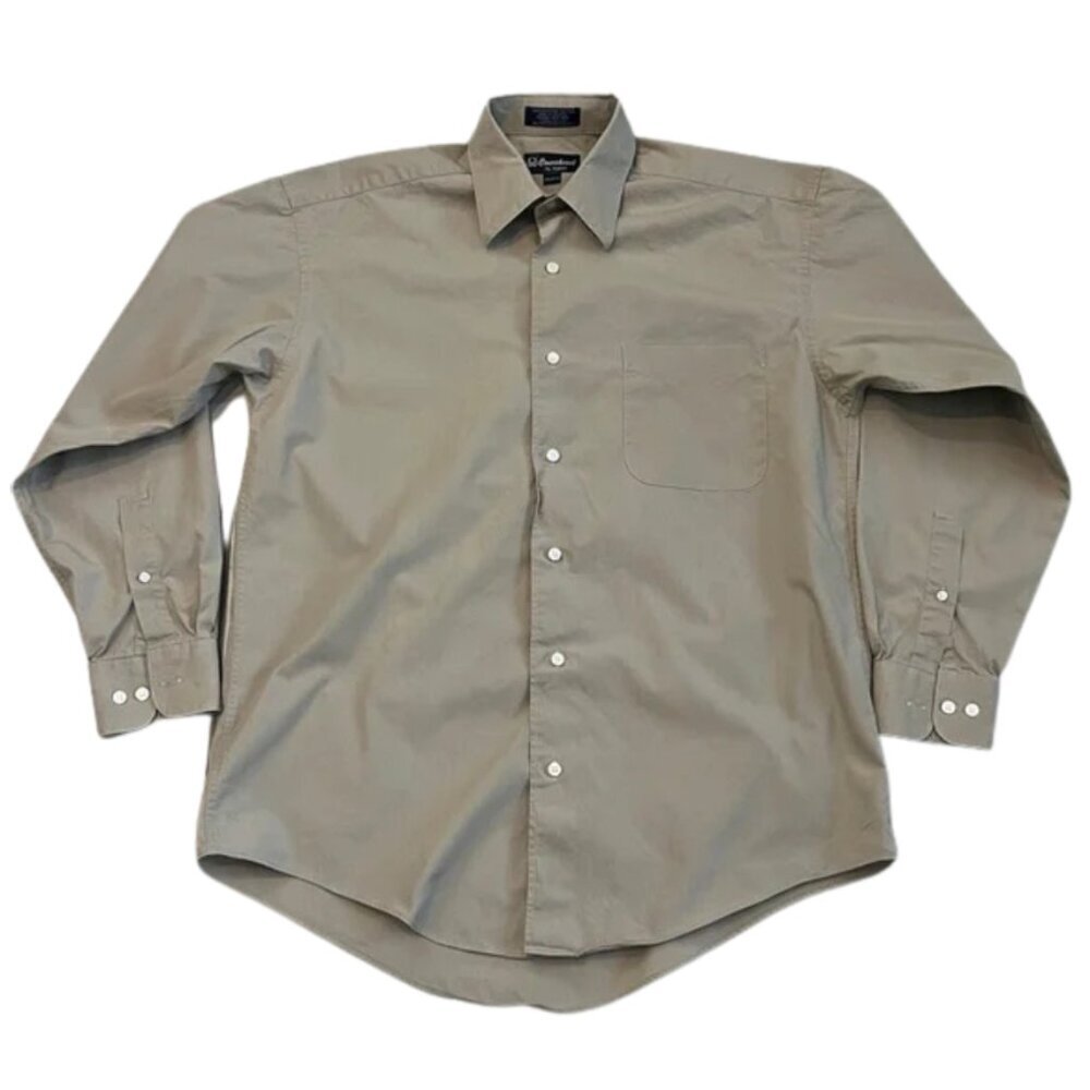 Courchevel by Damon Tan Beige Men’s Dress Shirt 100% Egyptian Cotton 14.5-32/33